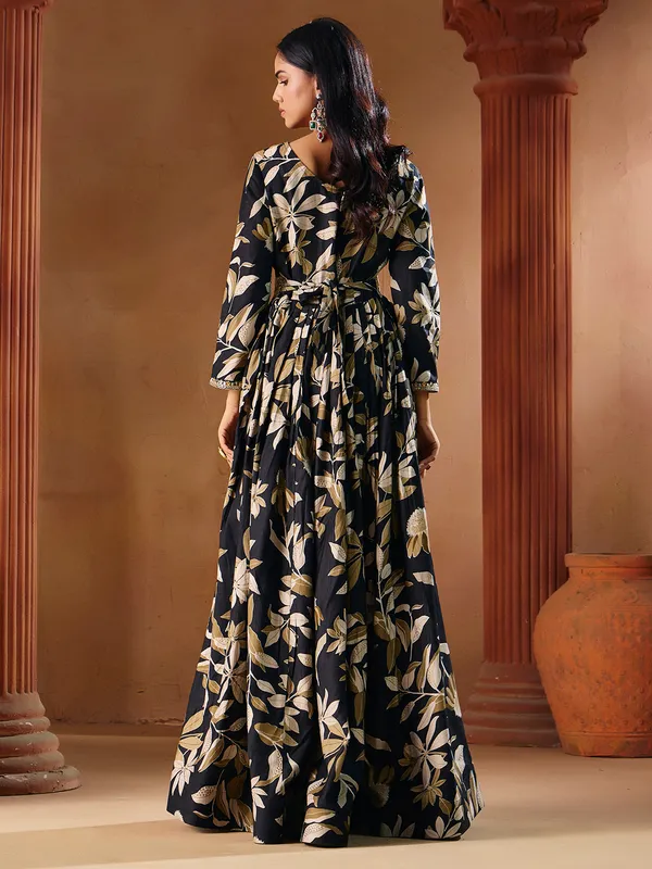 Black_Rayon_Flared_Anarkali_Embroidered_Kurti_Pant_Dupatta_Set_For_Women