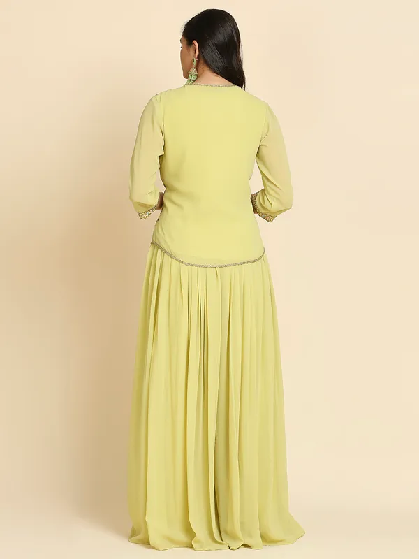 Pear_Yellow_Georgette_Embroidered_Crop_Top_Palazzo_Jacket_Set_For_Women