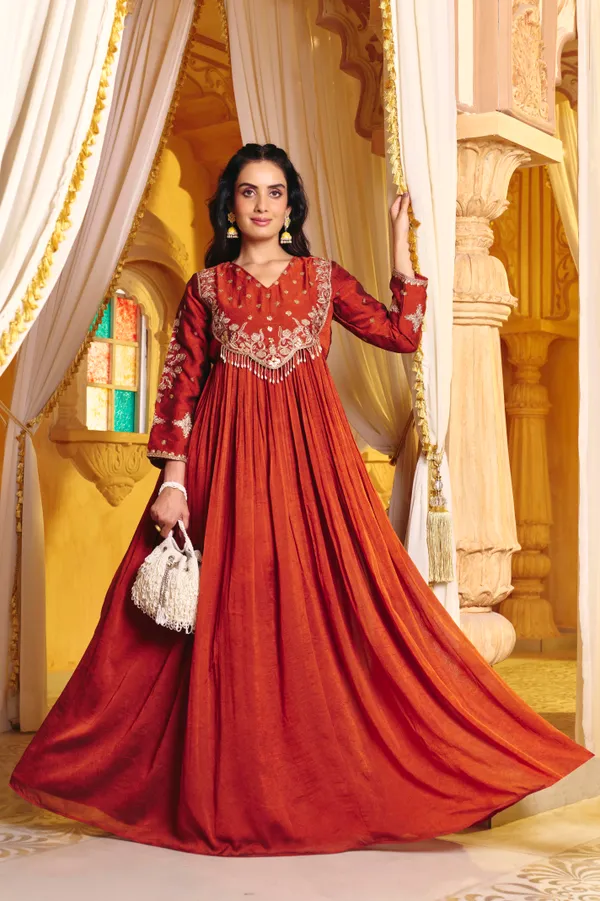 Rust_Rayon_Embroidered_Sharara_Suit_For_Women