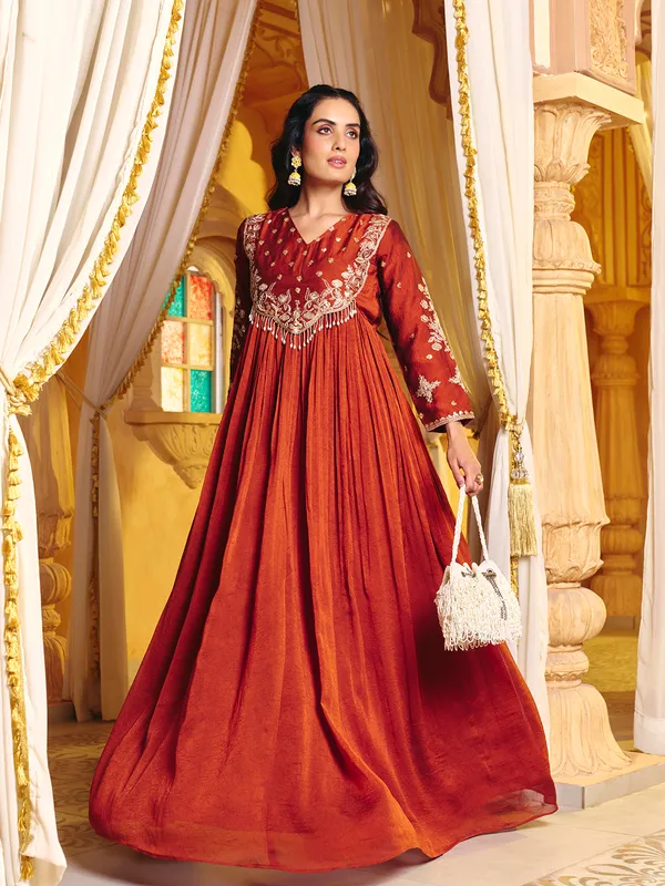 Rust_Rayon_Embroidered_Sharara_Suit_For_Women