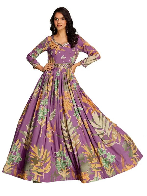 Pink_Rayon_Hand_Embroidery_Printed_Long_Gown_For_Women