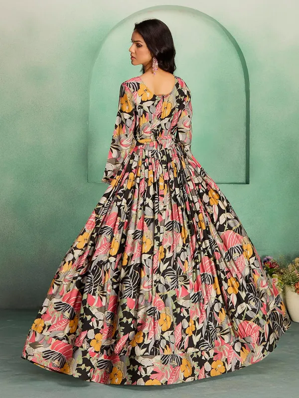 Black_Rayon_Embroidered_Long_Gown_For_Women