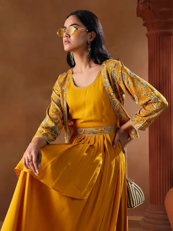 Yellow_Rayon_Printed_Embroidered_Gown_Set_For_Women