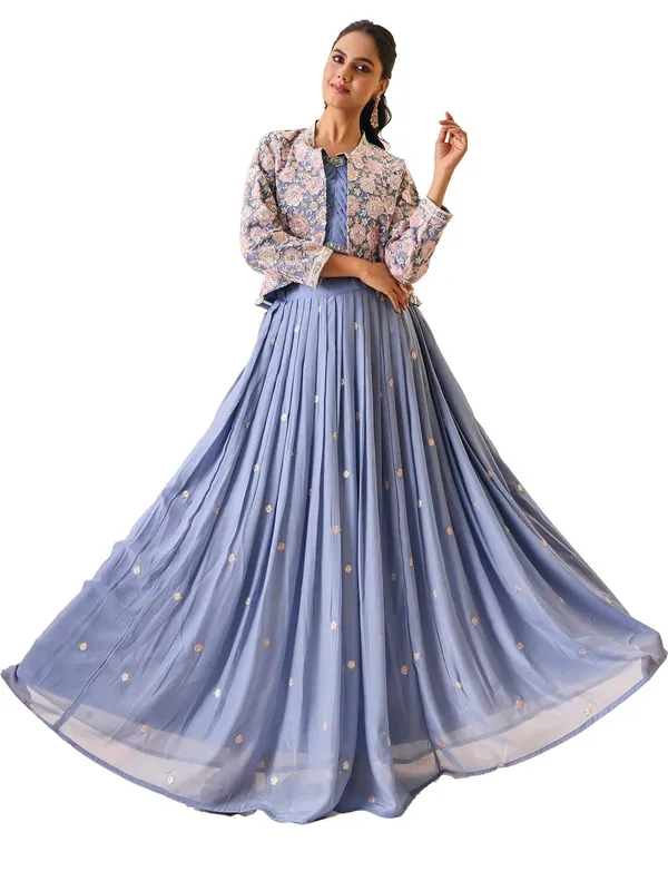 Blue_Shimmer_Embroidered_Choli_Skirt_Koti_Set_For_Women