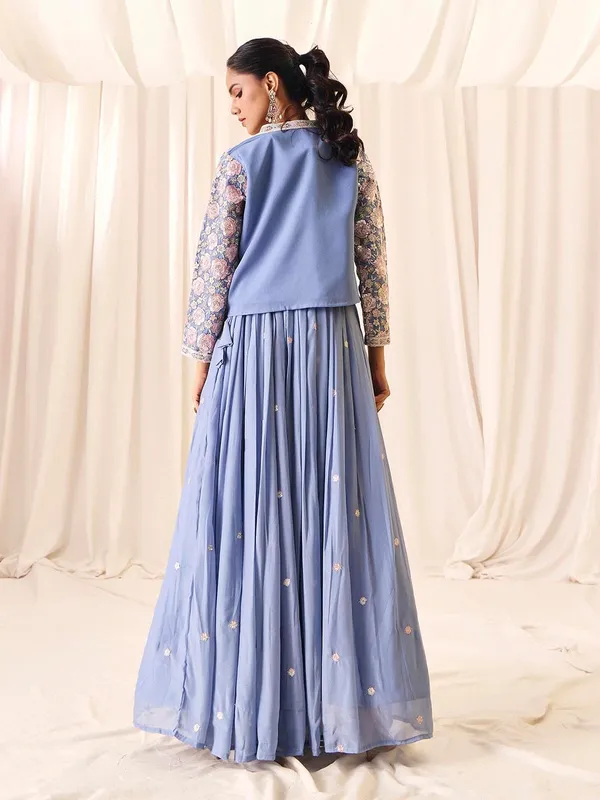 Blue_Shimmer_Embroidered_Choli_Skirt_Koti_Set_For_Women