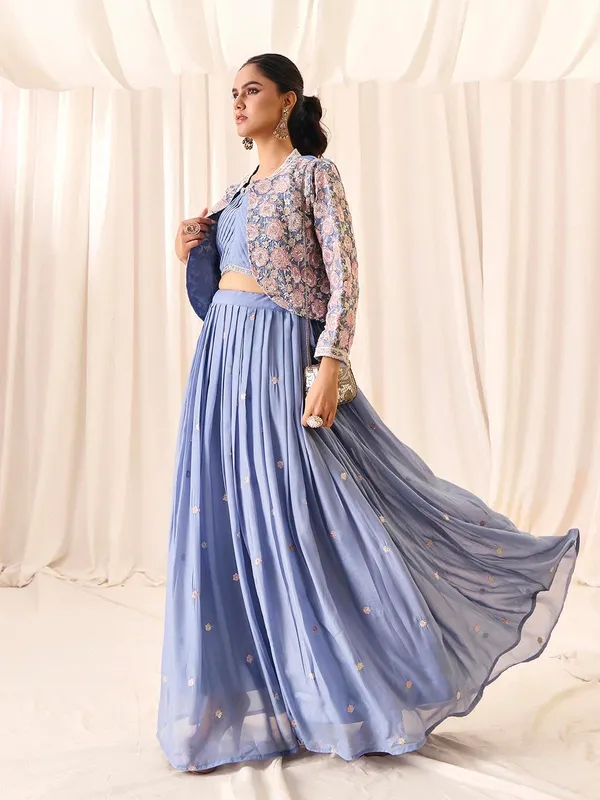 Blue_Shimmer_Embroidered_Choli_Skirt_Koti_Set_For_Women