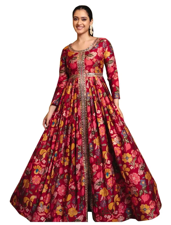 Maroon_Rayon_Flared_Anarkali_Embroidered_Gown_For_Women