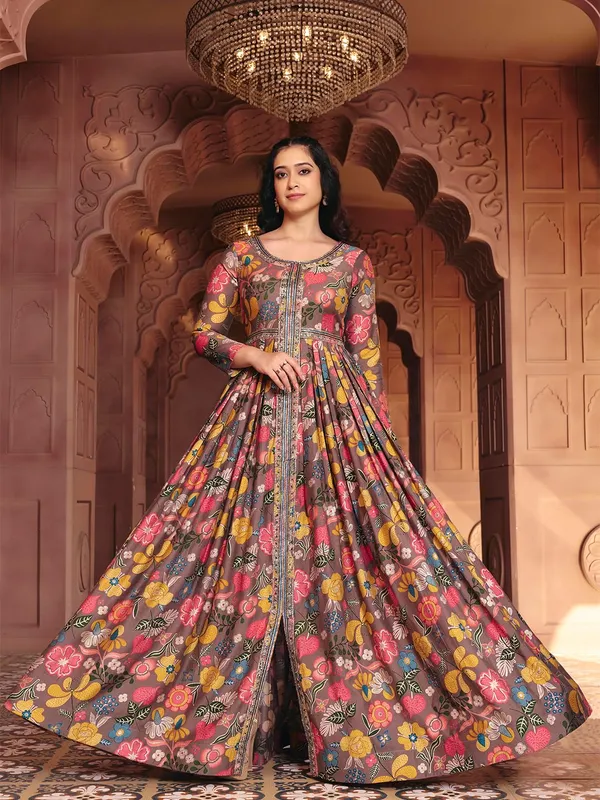 Coffee_Georgette_Flared_Anarkali_Embroidered_Gown_For_Women