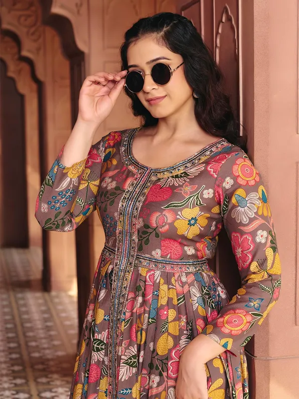 Coffee_Georgette_Flared_Anarkali_Embroidered_Gown_For_Women