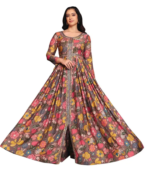 Coffee_Georgette_Flared_Anarkali_Embroidered_Gown_For_Women