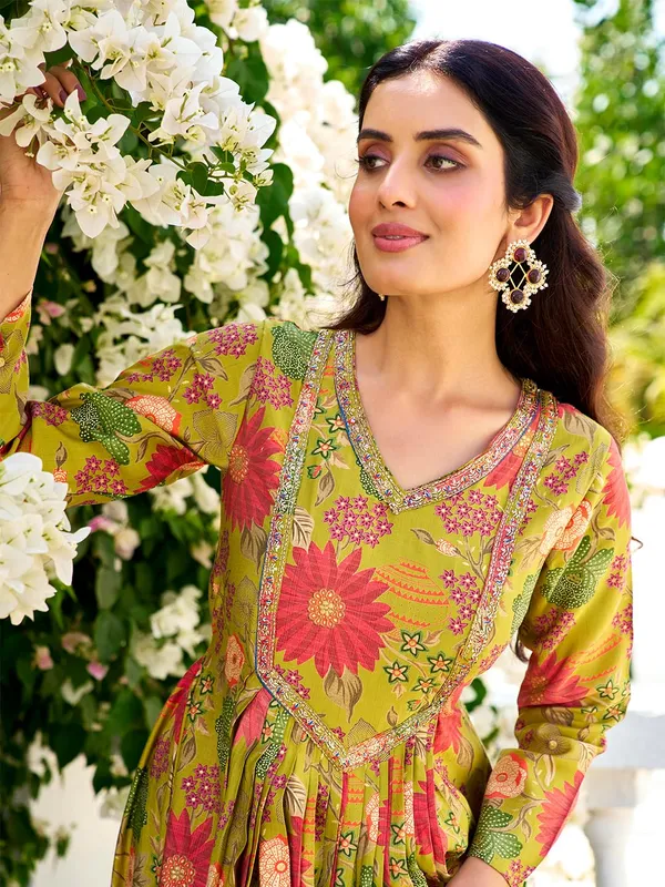 Green_Georgette_Vatican_Print_Flared_Anarkali_Gown_For_Women