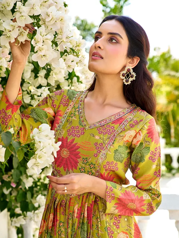 Green_Georgette_Vatican_Print_Flared_Anarkali_Gown_For_Women