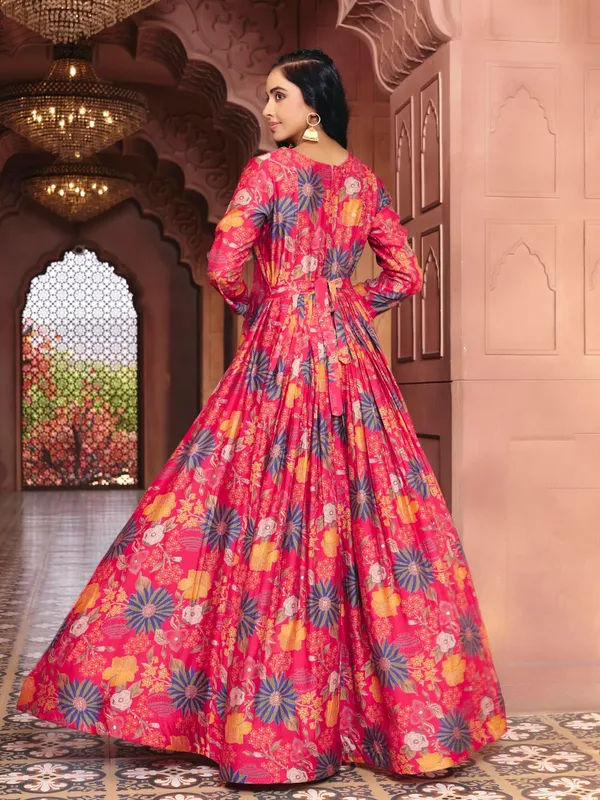 Pink_Georgette_Vatican_Print_Flared_Anarkali_Gown_For_Women