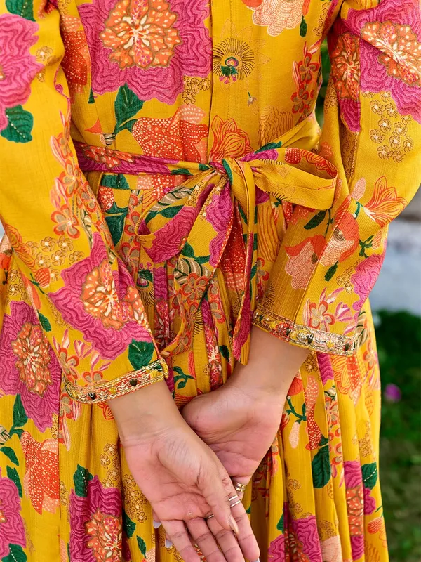 Yellow_Vichitra_Silk_Flared_Anarkali_Embroidered_Gown_For_Women