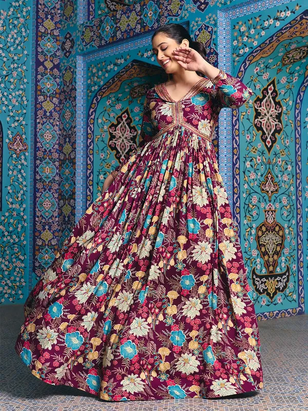 Wine_Georgette_Flared_Anarkali_Embroidered_Gown_For_Women