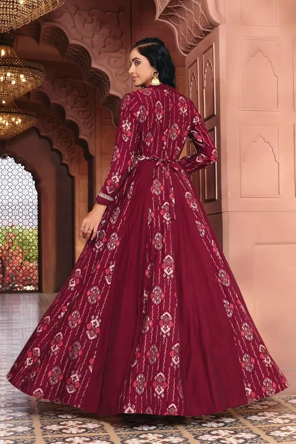 Maroon_Georgette_Bralin_Print_Flared_Anarkali_Gown_For_Women