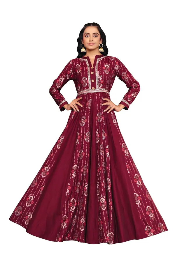 Maroon_Georgette_Bralin_Print_Flared_Anarkali_Gown_For_Women