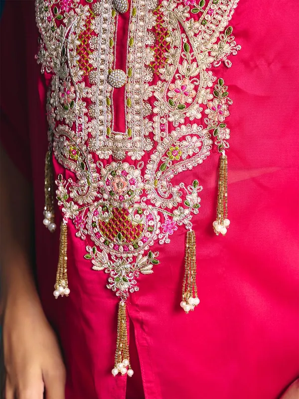 Pink_Rangoli_Silk_Indo_Western_Choli_Palazzo_Kaftan_Set_For_Women
