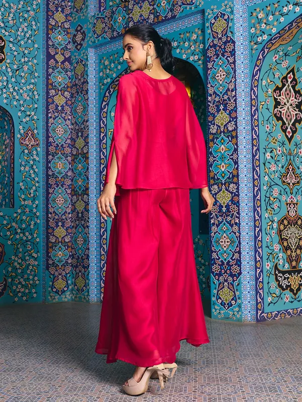 Pink_Rangoli_Silk_Indo_Western_Choli_Palazzo_Kaftan_Set_For_Women
