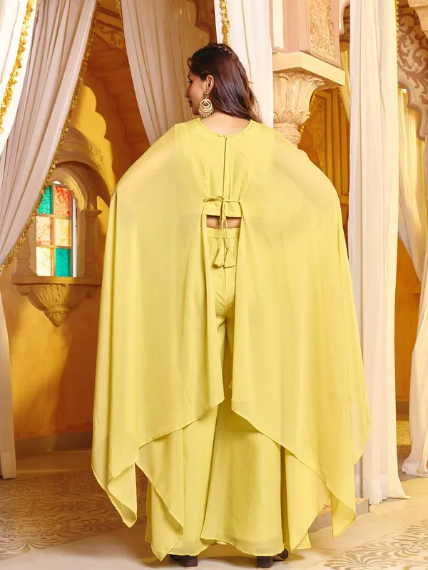 Yellow_Georgette_Embroidered_Kaftan_Choli_Palazzo_Set_For_Women