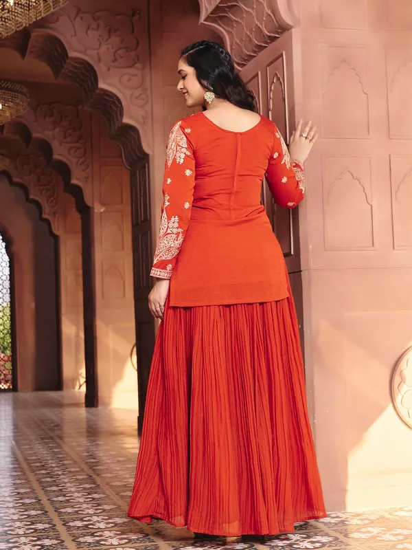 Orange_Vichitra_Silk_Embroidered_Gown_For_Women