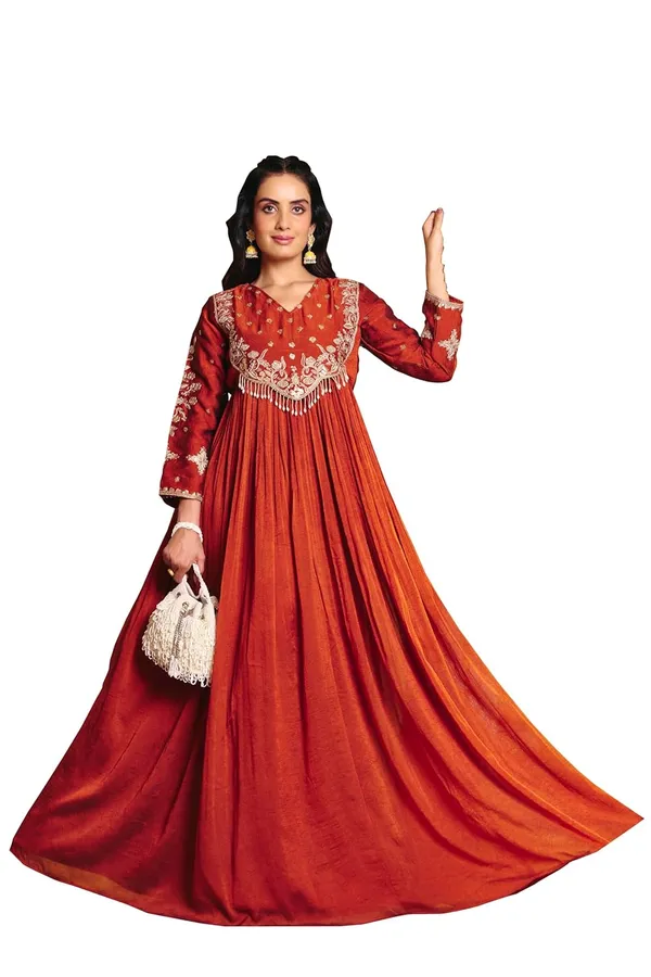 Rust_Rayon_Embroidered_Sharara_Suit_For_Women