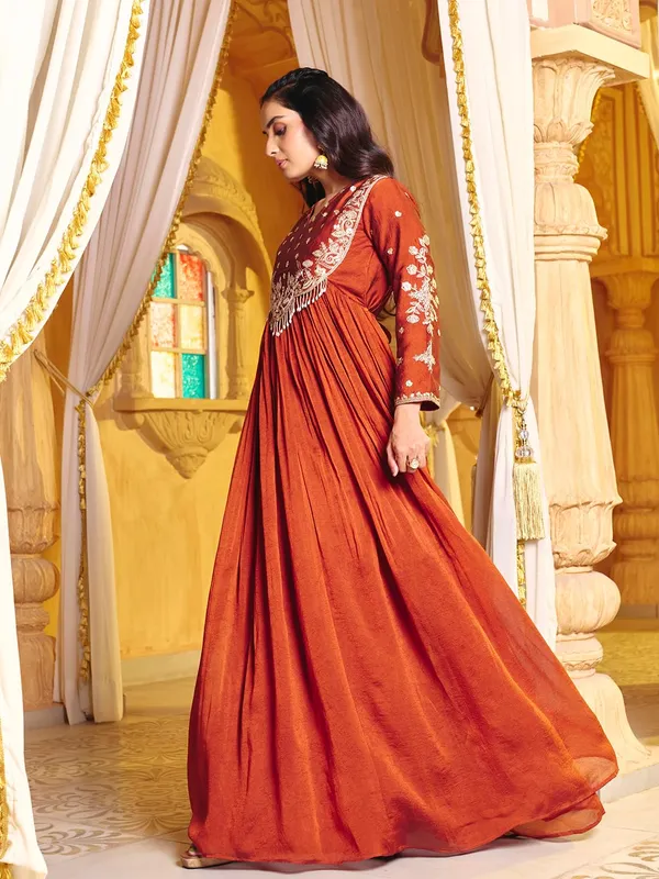 Rust_Rayon_Embroidered_Sharara_Suit_For_Women