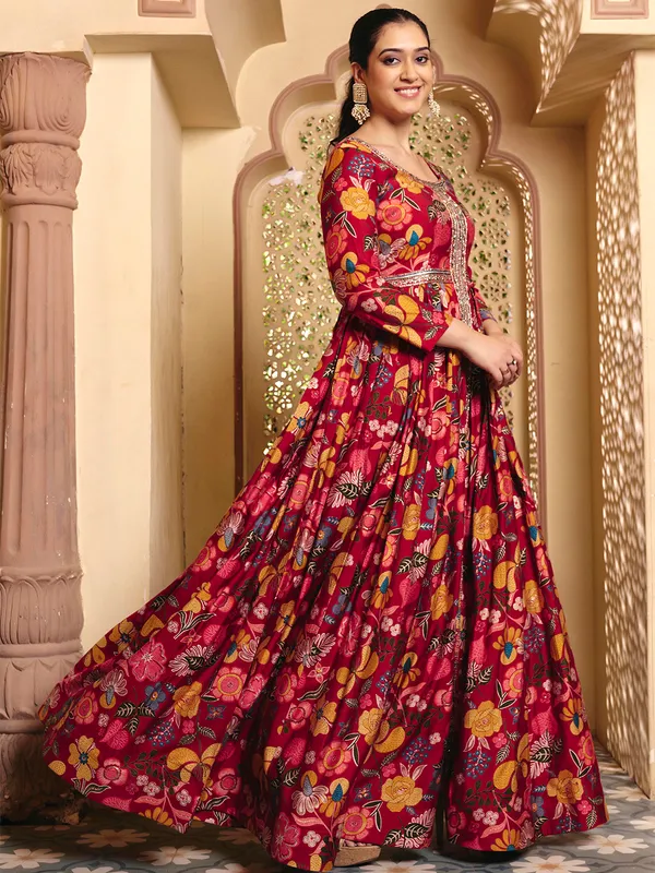 Maroon_Rayon_Flared_Anarkali_Embroidered_Gown_For_Women