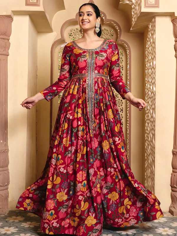 Maroon_Rayon_Flared_Anarkali_Embroidered_Gown_For_Women