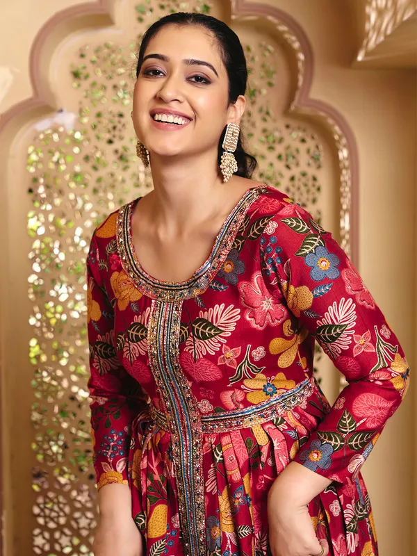 Maroon_Rayon_Flared_Anarkali_Embroidered_Gown_For_Women