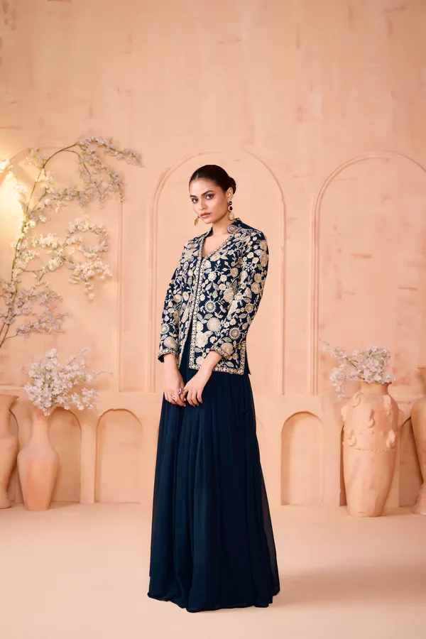 Dark_Blue_Rayon_Embroidered_Sharara_Suit_For_Women