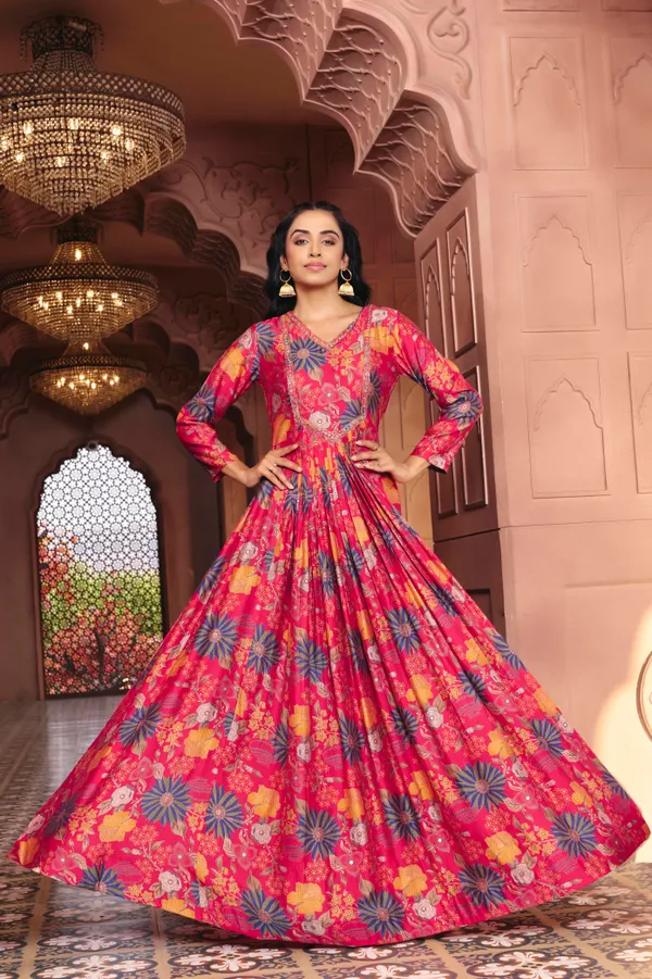 Pink_Georgette_Vatican_Print_Flared_Anarkali_Gown_For_Women