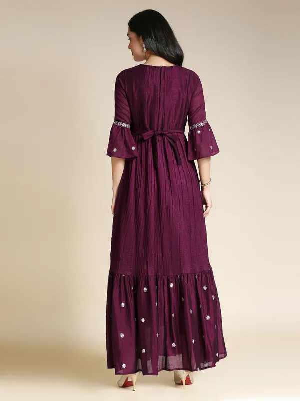 Maroon_Rayon_Sequin_Embroidered_Gown_For_Women