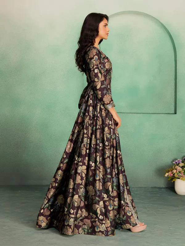 Coffee_Rayon_Embroidered_Sharara_Suit_For_Women