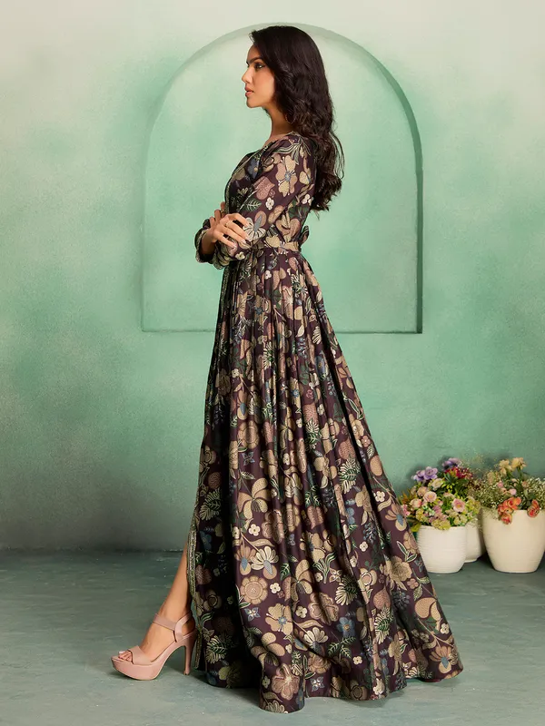Coffee_Rayon_Embroidered_Sharara_Suit_For_Women