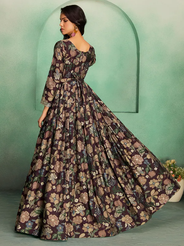 Coffee_Rayon_Embroidered_Sharara_Suit_For_Women