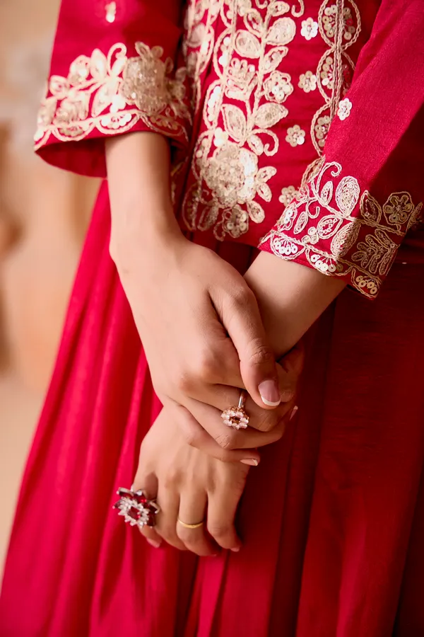Pink_Vichitra_Silk_Embroidery_Dori_Work_Skirt_Kurta_Set_For_Women