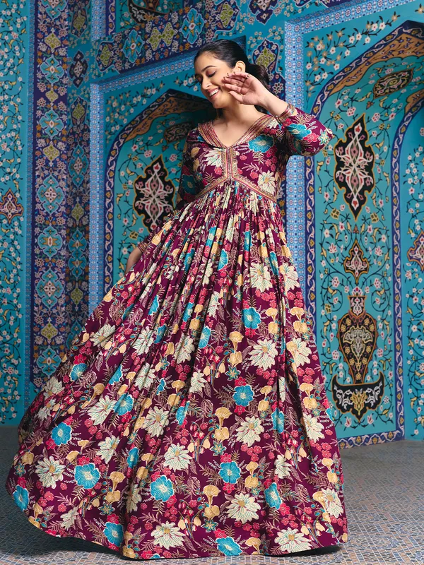 Wine_Georgette_Flared_Anarkali_Embroidered_Gown_For_Women