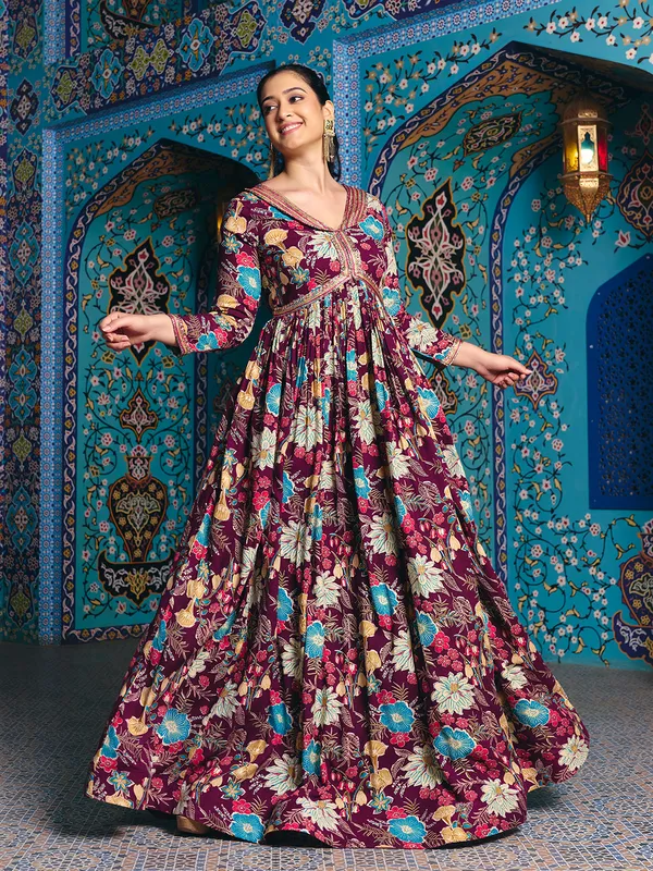 Wine_Georgette_Flared_Anarkali_Embroidered_Gown_For_Women