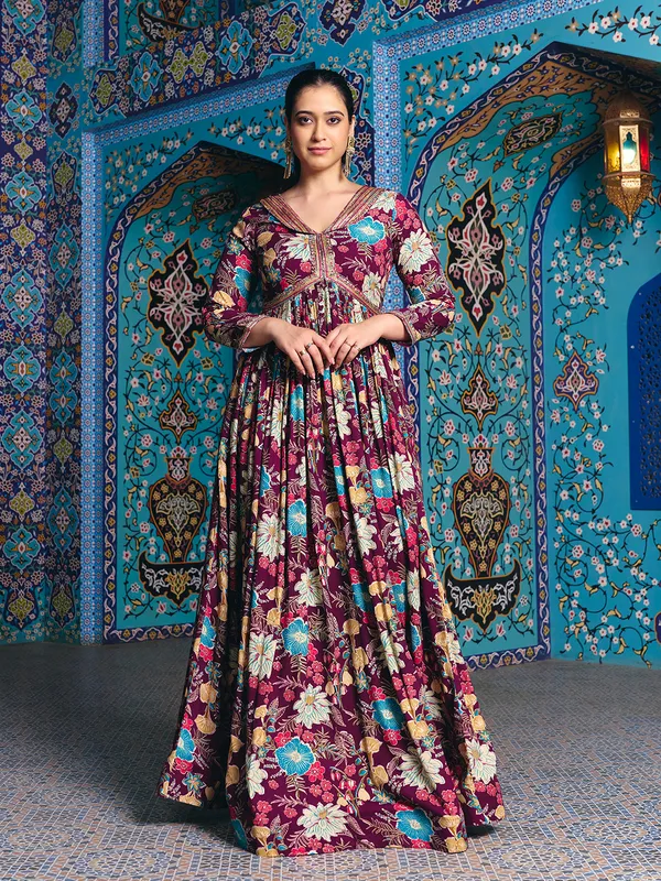 Wine_Georgette_Flared_Anarkali_Embroidered_Gown_For_Women