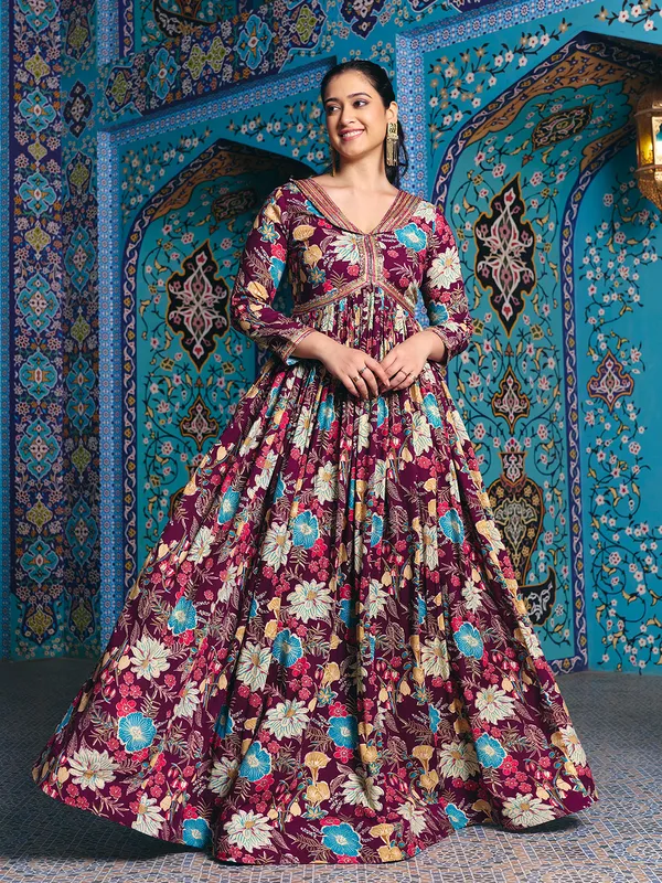 Wine_Georgette_Flared_Anarkali_Embroidered_Gown_For_Women