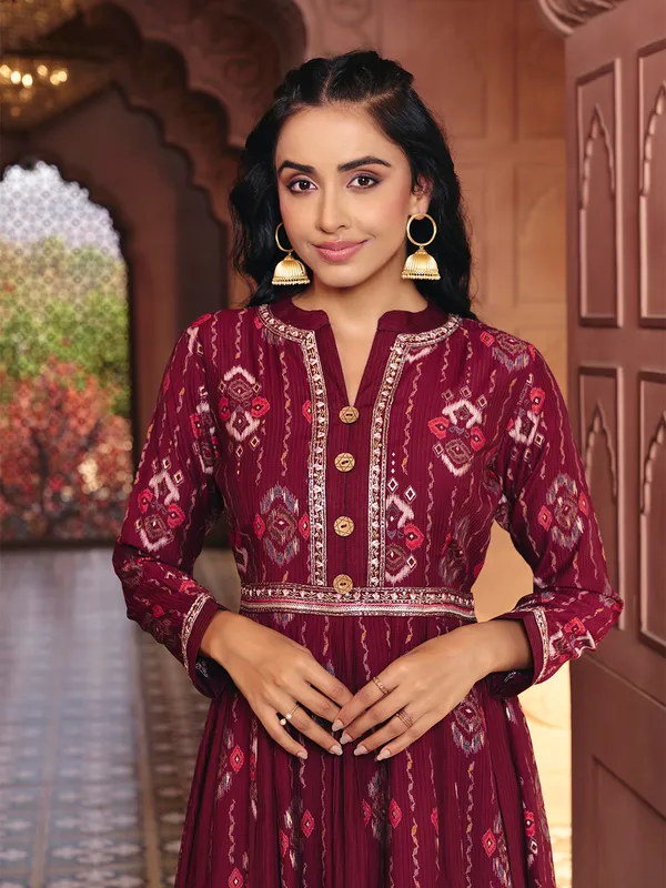 Maroon_Georgette_Bralin_Print_Flared_Anarkali_Gown_For_Women