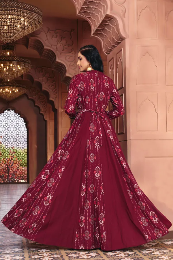 Maroon_Georgette_Bralin_Print_Flared_Anarkali_Gown_For_Women