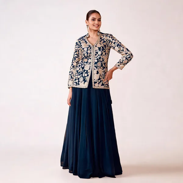 Dark_Blue_Rayon_Embroidered_Sharara_Suit_For_Women