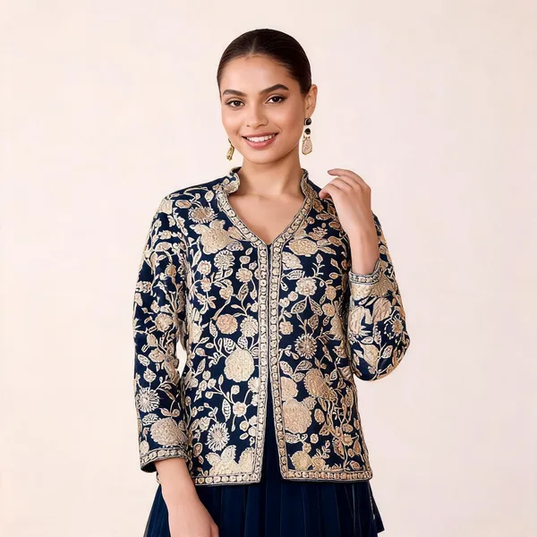 Dark_Blue_Rayon_Embroidered_Sharara_Suit_For_Women