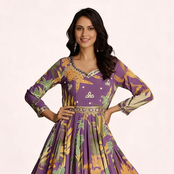 Pink_Rayon_Hand_Embroidery_Printed_Long_Gown_For_Women