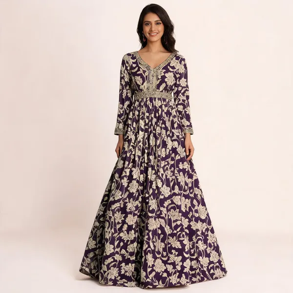 Wine_Georgette_Embroidered_Co-Ord_Set_For_Women