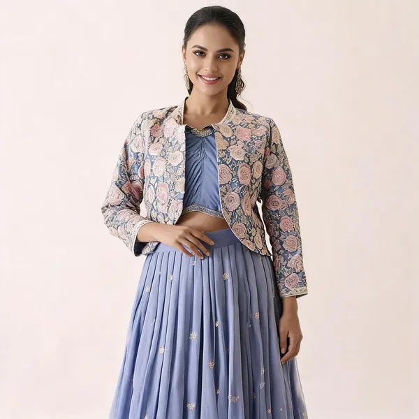 Blue_Shimmer_Embroidered_Choli_Skirt_Koti_Set_For_Women