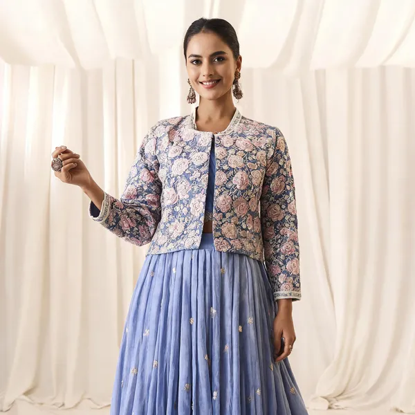 Blue_Shimmer_Embroidered_Choli_Skirt_Koti_Set_For_Women