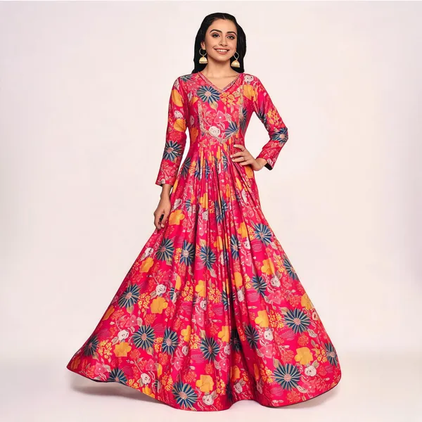 Pink_Georgette_Vatican_Print_Flared_Anarkali_Gown_For_Women
